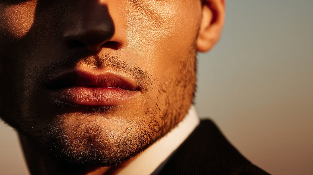 Close-up of a man's face with a blurred background